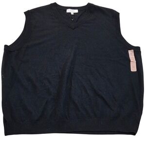 NEW Turnbury Extra Fine Merino Wool‎ Sweater Vest Mens 2XB Black V Neck